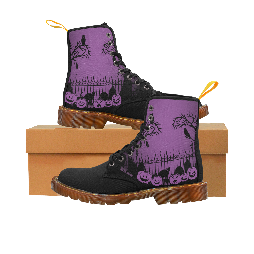 Trick Or Treat in the Graveyard Purple Men's Boots Martin Boots For Men Model 1203H