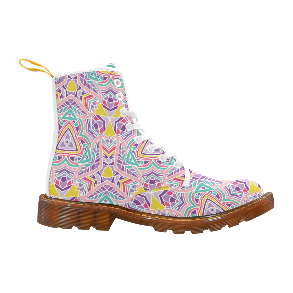 Zandine 0410 Pink purple floral summer pattern Martin Boots For Women Model 1203H