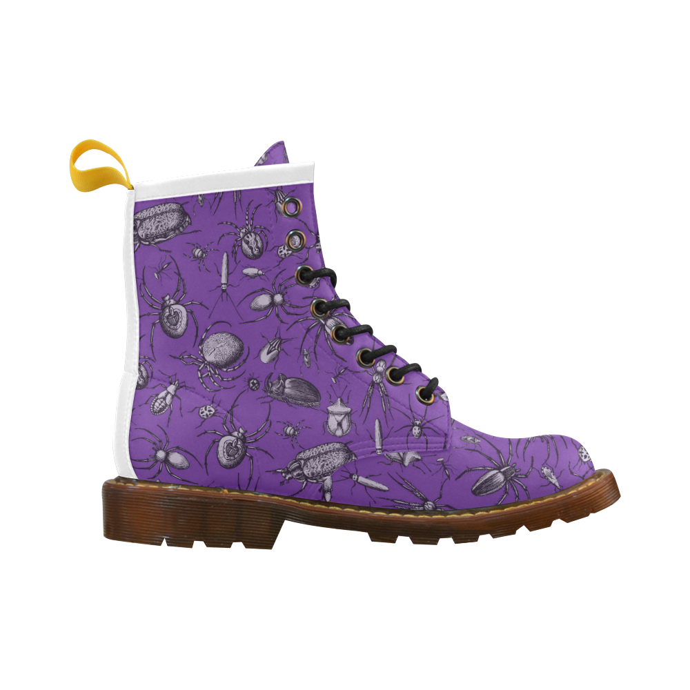 spiders creepy crawlers insects purple halloween High Grade PU Leather Martin Boots For Women Model 402H