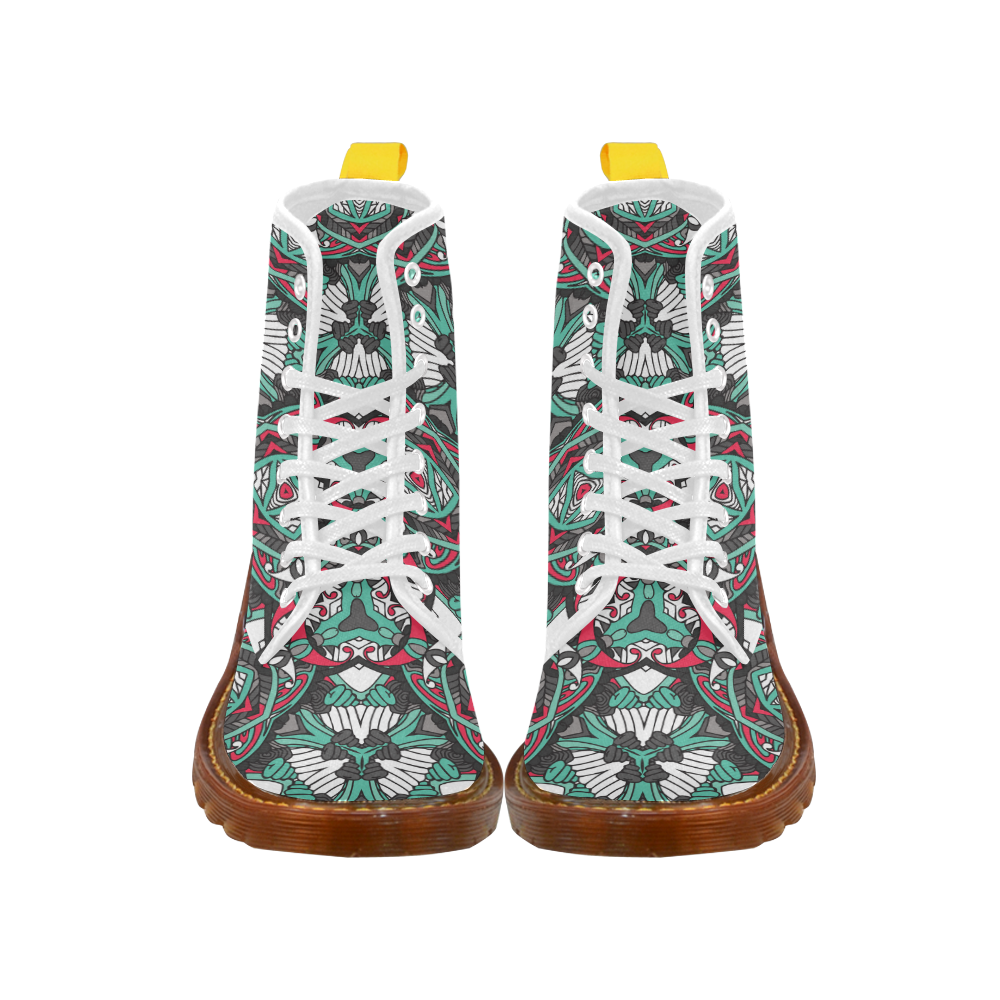 Zandine 0304 bold abstract pattern grey teal red Martin Boots For Women Model 1203H