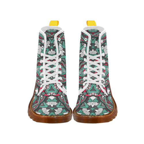 Zandine 0304 bold abstract pattern grey teal red Martin Boots For Women Model 1203H