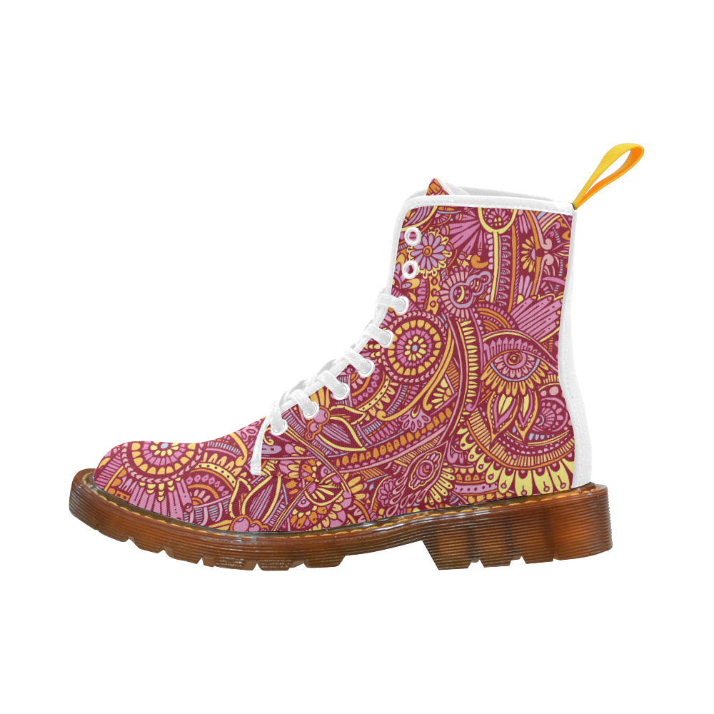 zz0106 floral pink hippie flower whimsical pattern Martin Boots For Women Model 1203H