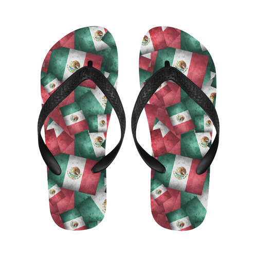 Grunge-Style Mexican Flag of Mexico Flip Flops for Men/Women (Model 040)