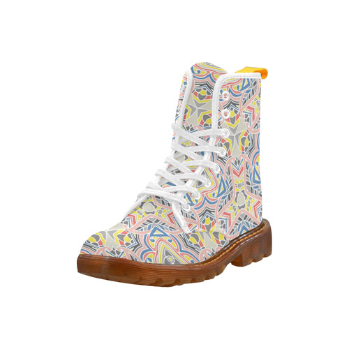 Zandine 0411 modern grey pink yellow pattern Martin Boots For Women Model 1203H