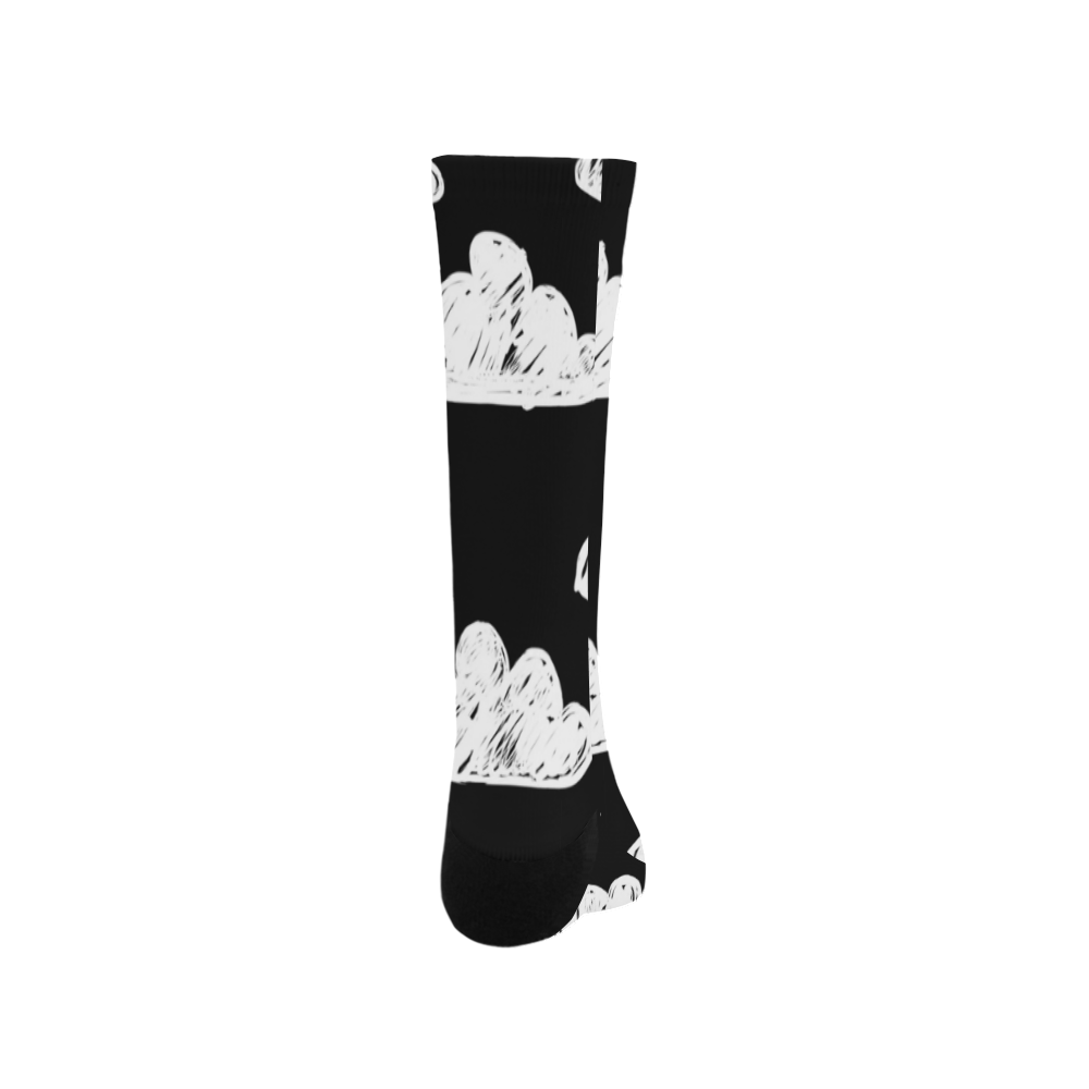 black and white doodle clouds Trouser Socks