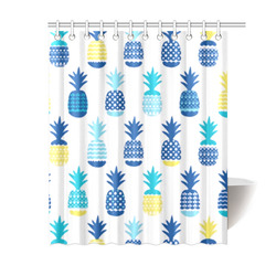 Pineapples Summer Fun Fruit Pattern Shower Curtain 60"x72"
