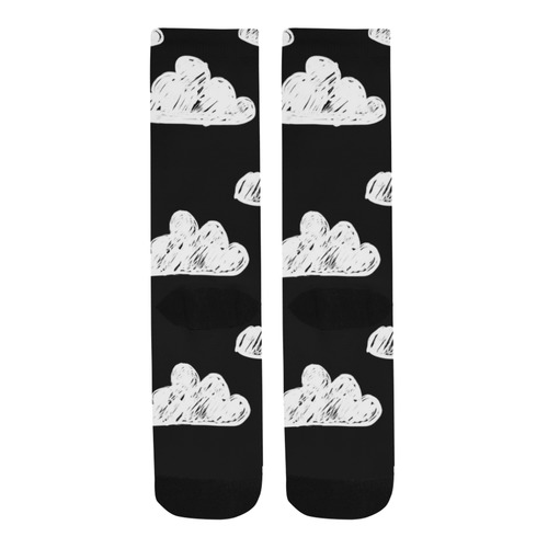 black and white doodle clouds Trouser Socks