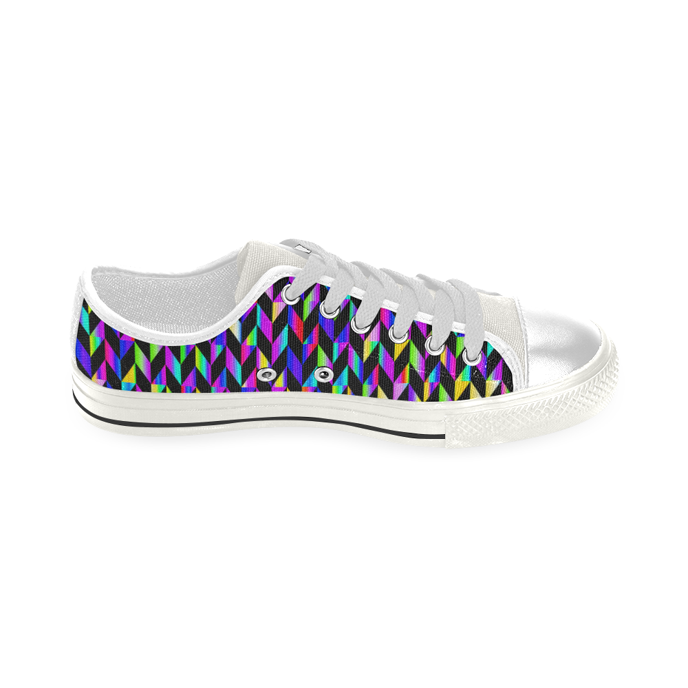 Purple Blue Rainbow Polygon Low Top Canvas Shoes for Kid (Model 018)