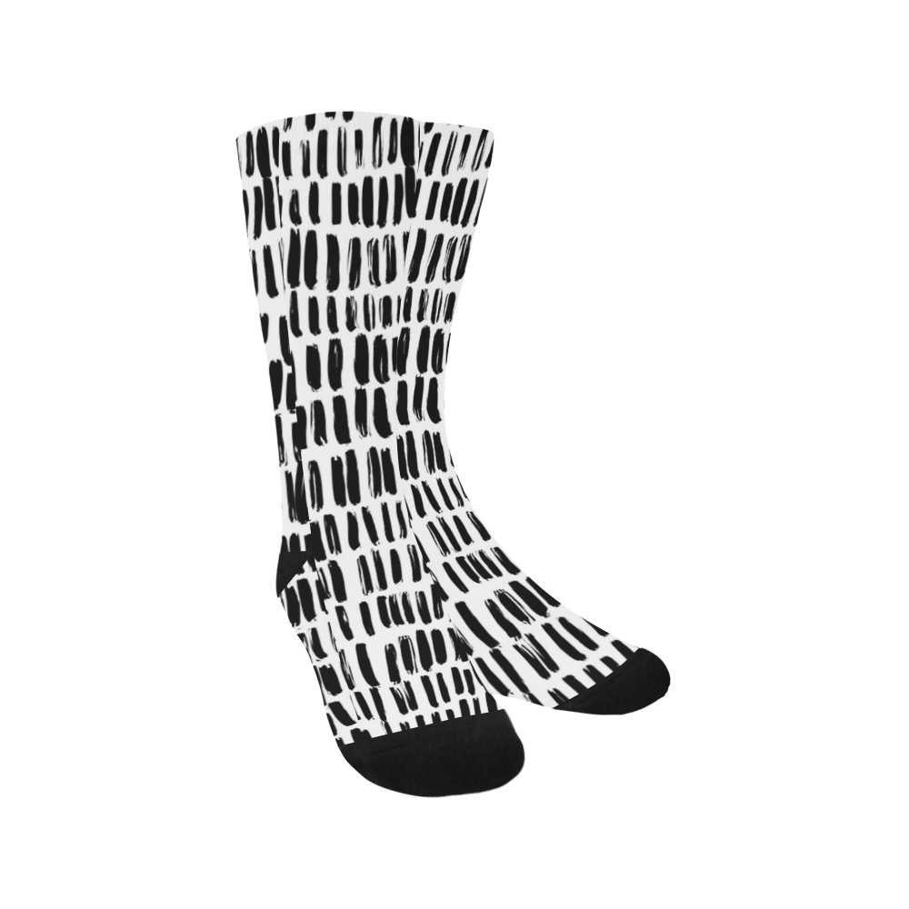 black and white doodle patterns (2) Trouser Socks