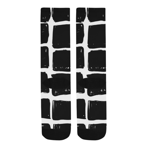 black and white doodle squares Trouser Socks