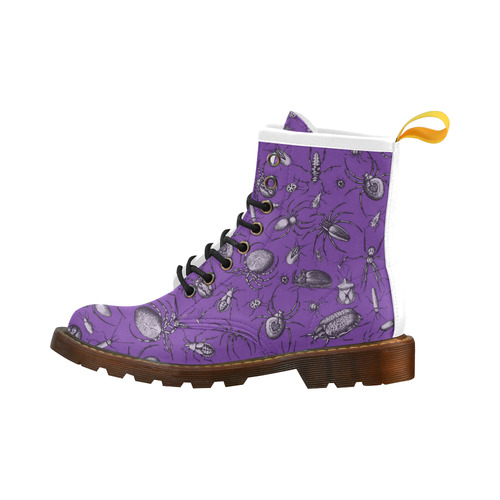 spiders creepy crawlers insects purple halloween High Grade PU Leather Martin Boots For Women Model 402H