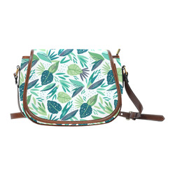 Green Tropical Leaf Floral Pattern Saddle Bag/Small (Model 1649) Full Customization