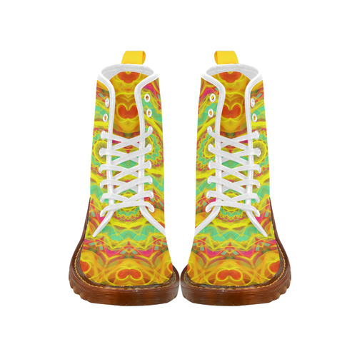 Yellow Orange Hippie hearts mandala Martin Boots For Women Model 1203H