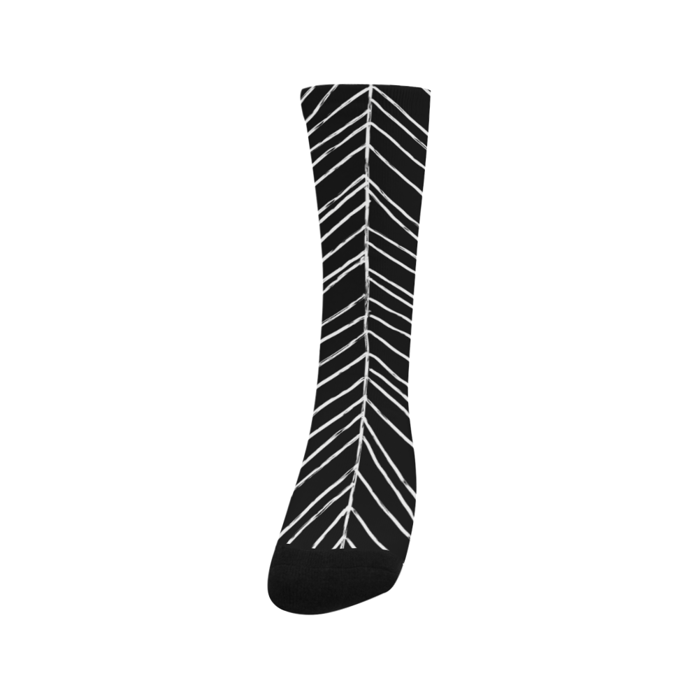 black and white doodle patterns Trouser Socks