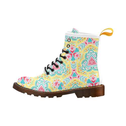 Zandine 0409 bright summer floral pattern High Grade PU Leather Martin Boots For Women Model 402H
