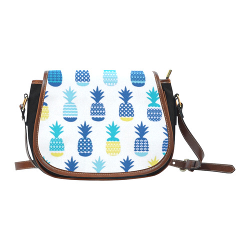 Pineapples Summer Fun Fruit Pattern Saddle Bag/Small (Model 1649)(Flap Customization)