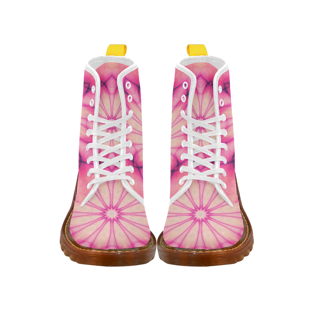 Pink Ink Flower mandala abstract floral art Martin Boots For Women Model 1203H