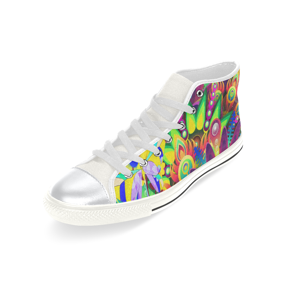 Abstract Pop Neon Fantasy High Top Canvas Shoes for Kid (Model 017)