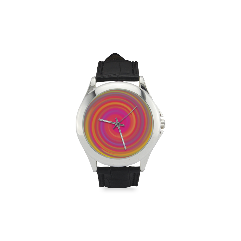 Rainbow Swirls Women's Classic Leather Strap Watch(Model 203)