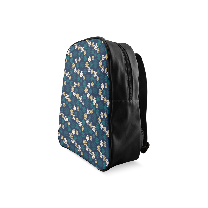 Blue Symbolic Camomiles Floral School Backpack/Large (Model 1601)