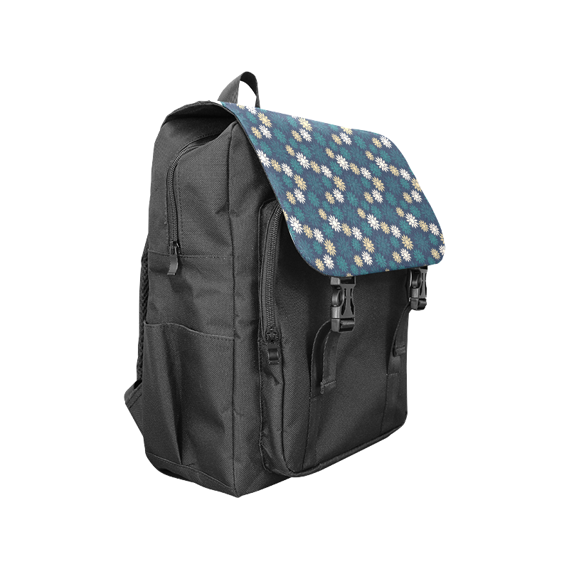 Blue Symbolic Camomiles Floral Casual Shoulders Backpack (Model 1623)