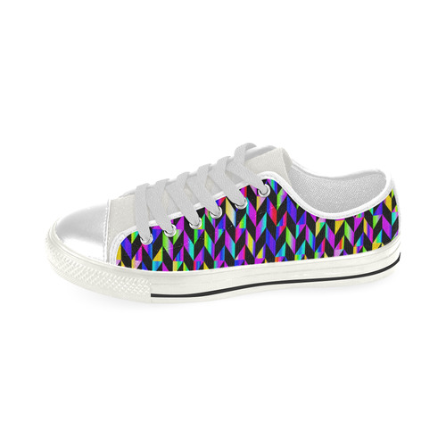 Purple Blue Rainbow Polygon Low Top Canvas Shoes for Kid (Model 018)