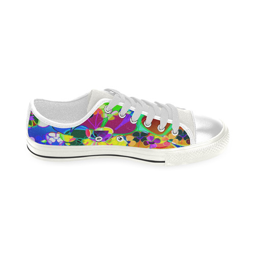 Abstract Pop Neon Flowers Low Top Canvas Shoes for Kid (Model 018)