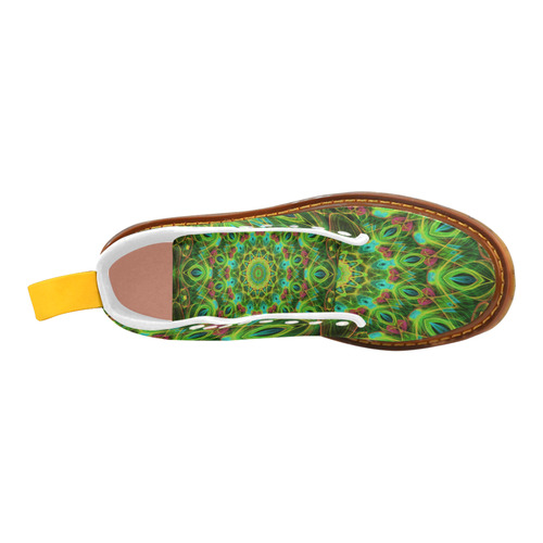 green peacock feathers mandala Martin Boots For Women Model 1203H