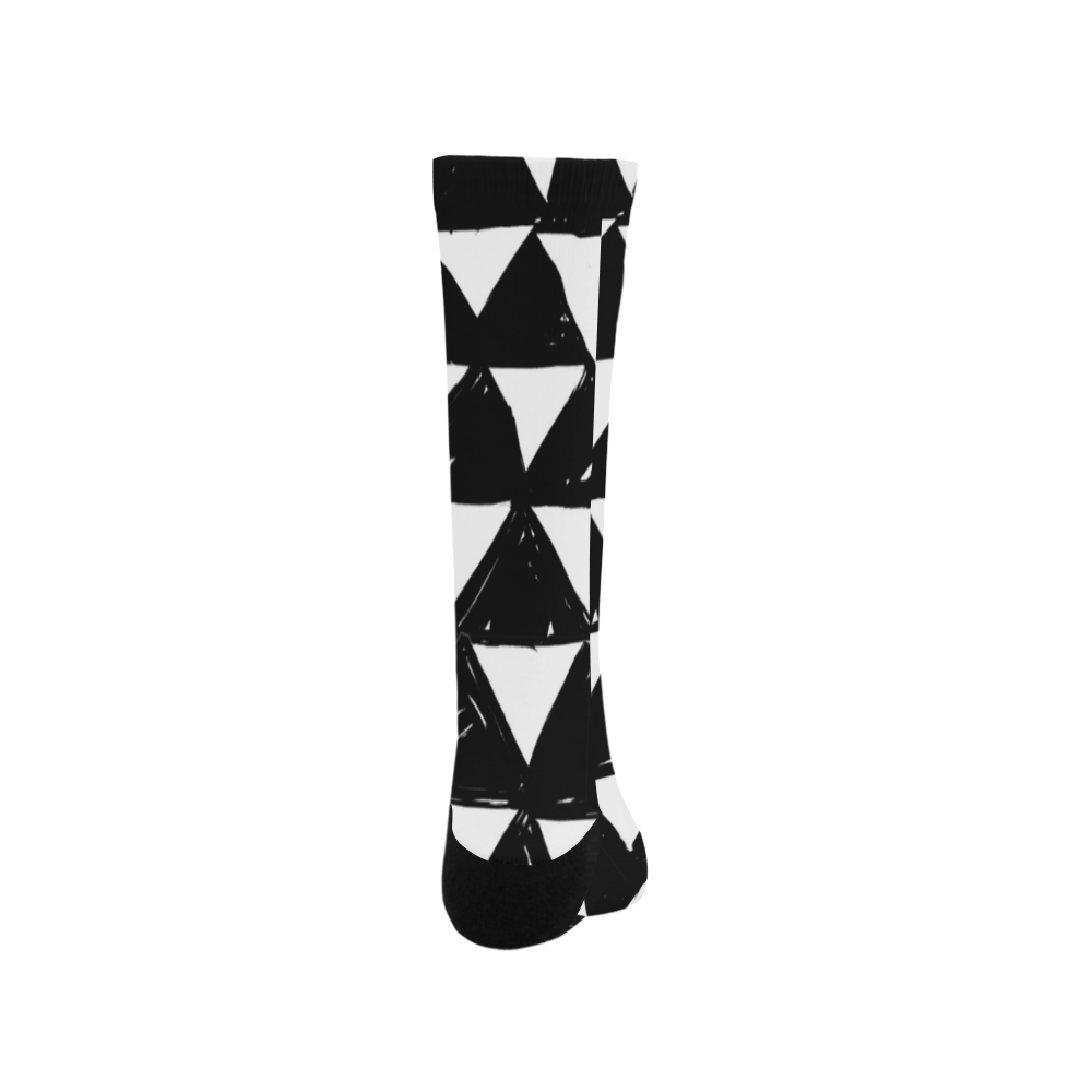 black and white doodle triangles Trouser Socks