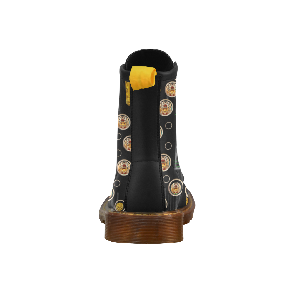 Foxy panda lady with bat and hat in the forest High Grade PU Leather Martin Boots For Men Model 402H