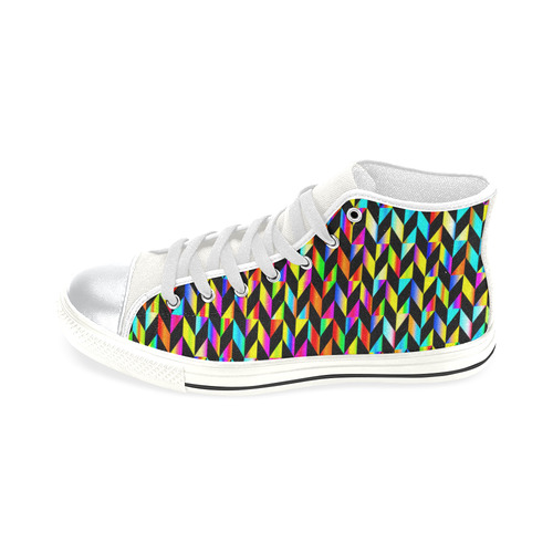 Neon Rainbow Polygon High Top Canvas Shoes for Kid (Model 017)