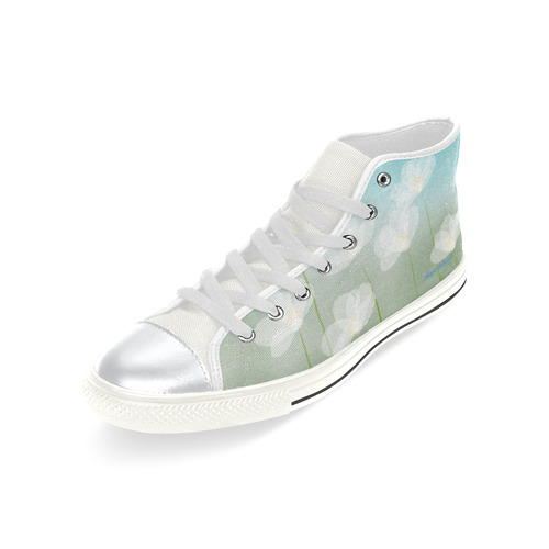 White Flowers. Inspired by the Magic Island of Gotland. High Top Canvas Shoes for Kid (Model 017)