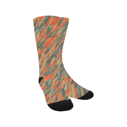 orange and green camo abstract Trouser Socks