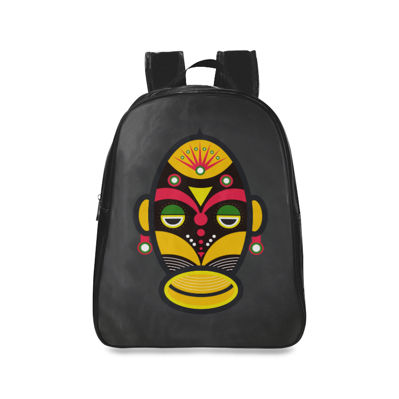 African Traditional Tribal Mask School Backpack/Large (Model 1601)