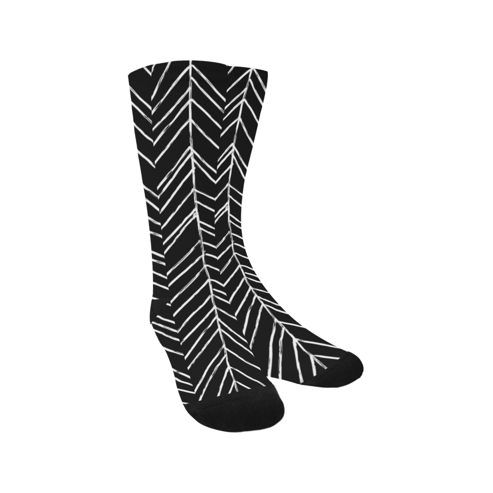 black and white doodle patterns Trouser Socks