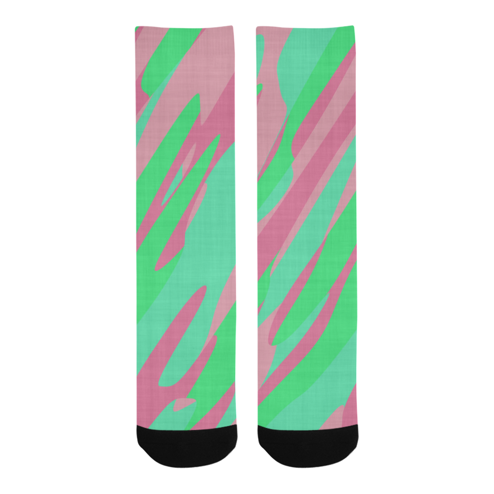 pink and green camo abstract Trouser Socks