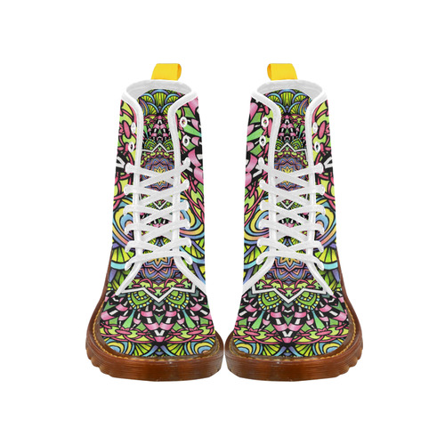 Psychedelic leaves bright colorful mandala Martin Boots For Women Model 1203H