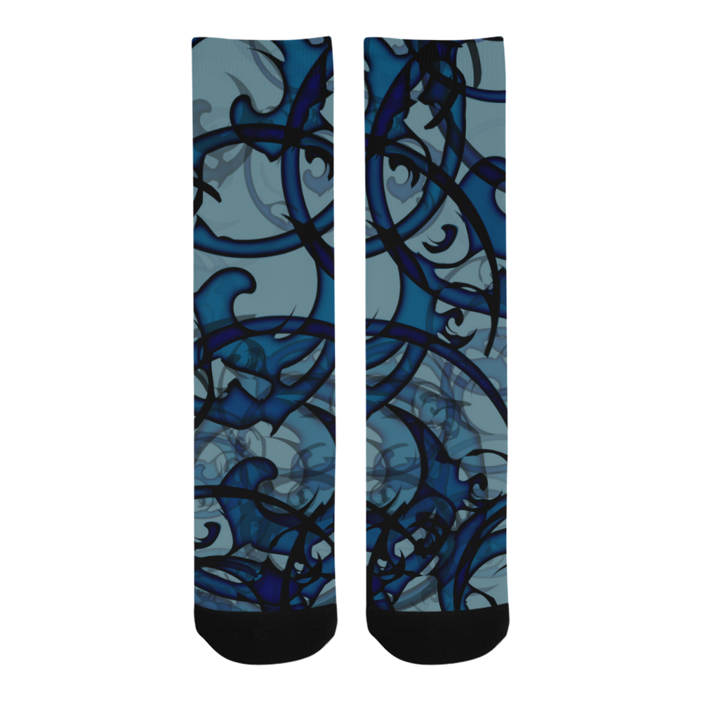 black and blue abstract Trouser Socks