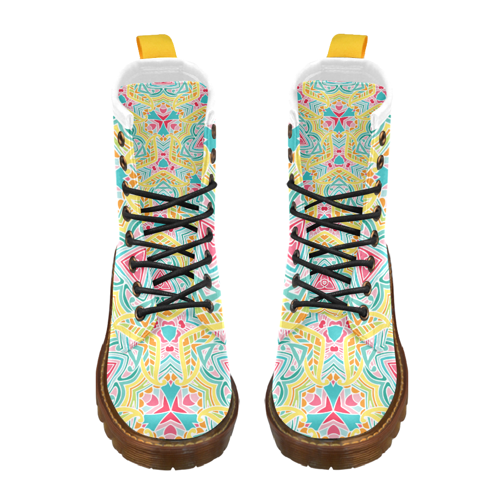 Zandine 0409 bright summer floral pattern High Grade PU Leather Martin Boots For Women Model 402H