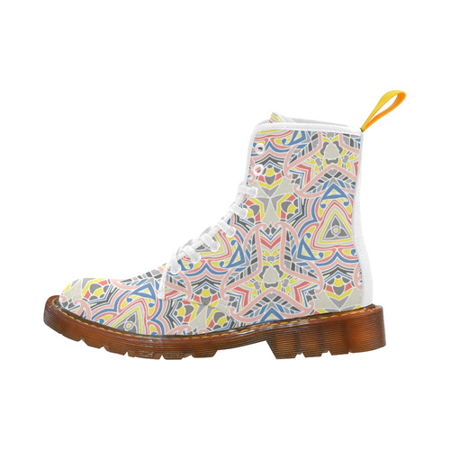 Zandine 0411 modern grey pink yellow pattern Martin Boots For Women Model 1203H