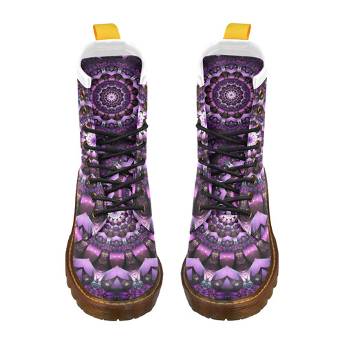 Fairy Flower Purple stars mandala High Grade PU Leather Martin Boots For Women Model 402H