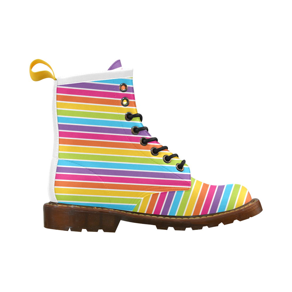 rainbow heart stripes High Grade PU Leather Martin Boots For Women Model 402H