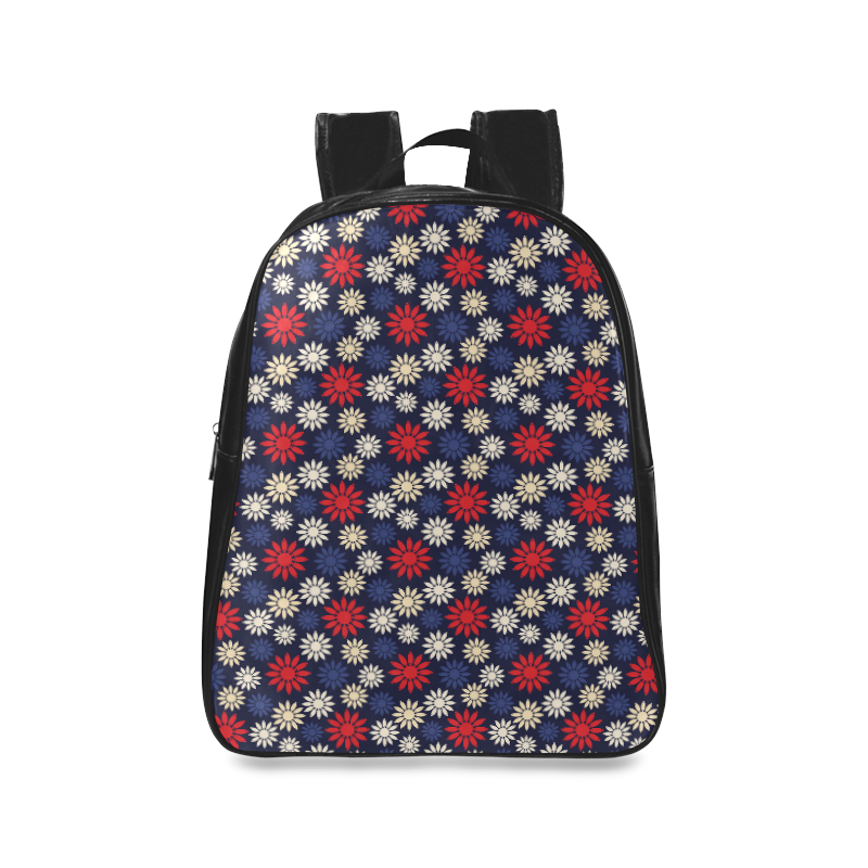 Red Symbolic Camomiles Floral School Backpack/Large (Model 1601)