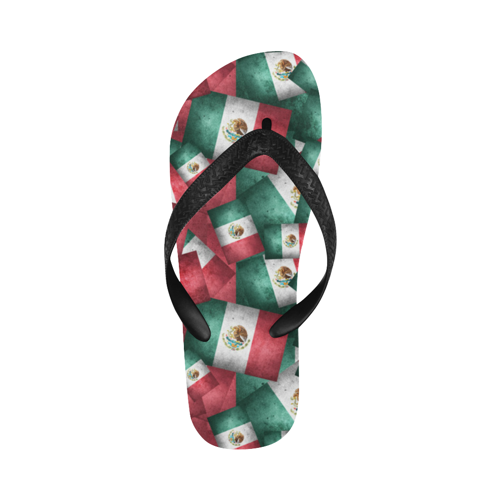 Grunge-Style Mexican Flag of Mexico Flip Flops for Men/Women (Model 040)