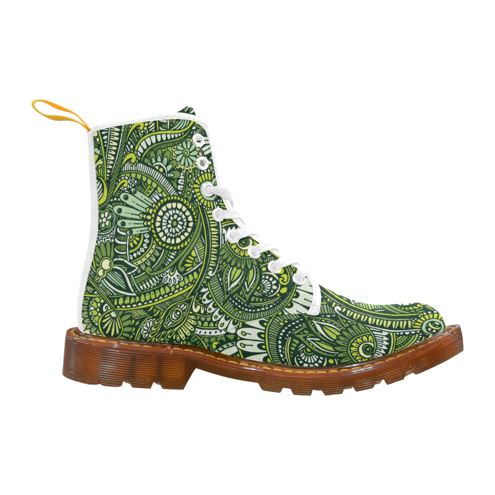 zz0105 green hippie flower whimsical pattern Martin Boots For Women Model 1203H