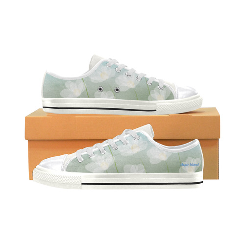 White Flowers. Inspired by the Magic Island of Gotland. Women's Classic Canvas Shoes (Model 018)