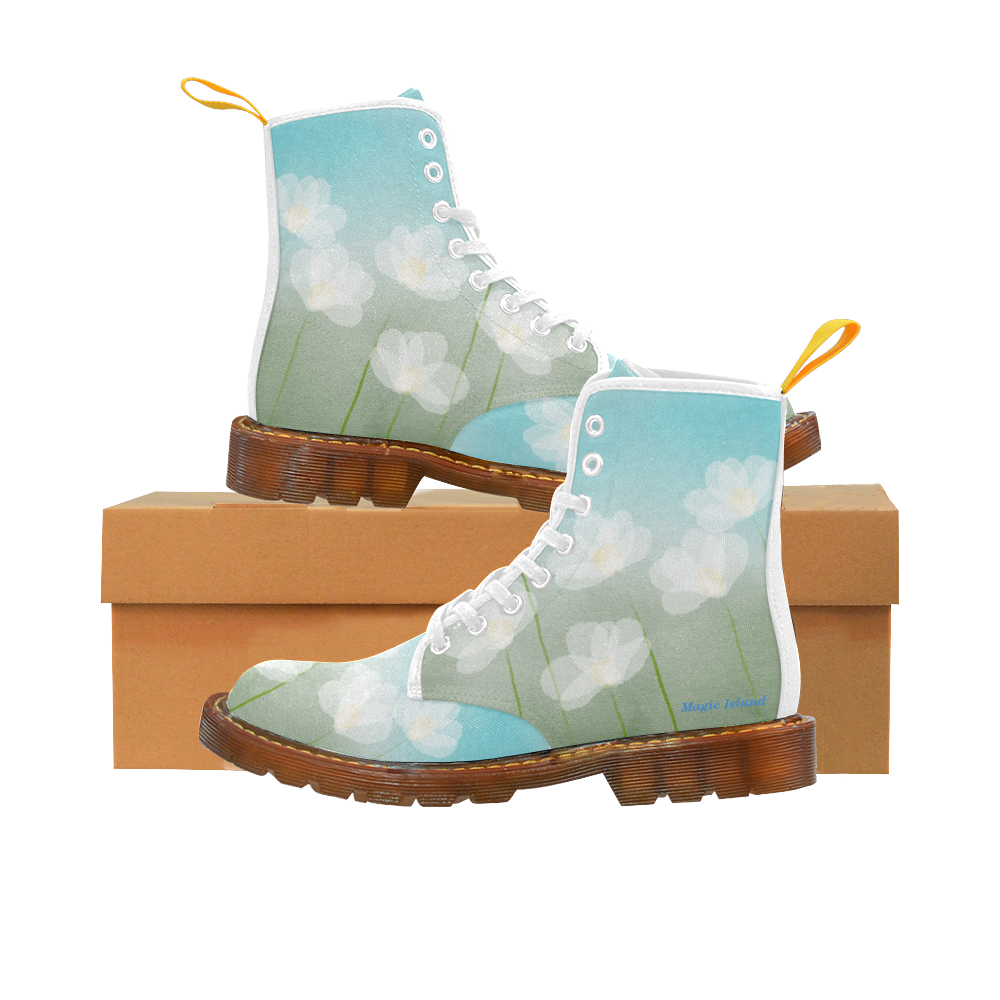 White Flowers. Inspired by the Magic Island. Martin Boots For Women Model 1203H