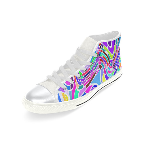 Abstract Pop Colorful Swirls High Top Canvas Shoes for Kid (Model 017)