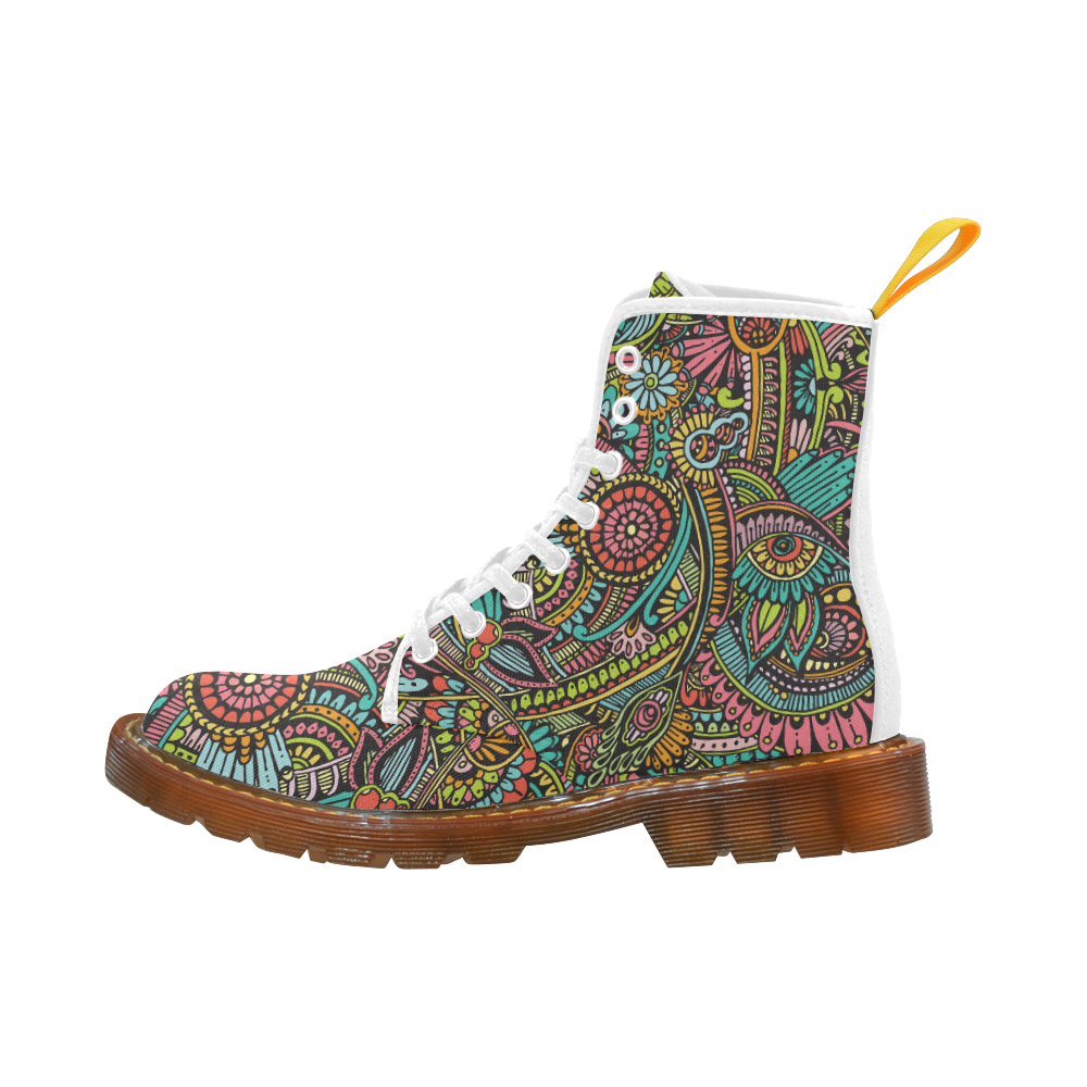 zz0103 floral hippie flower whimsical pattern Martin Boots For Women Model 1203H