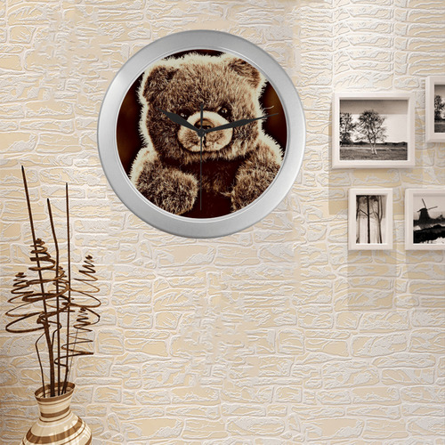 adorable Teddy 1 by FeelGood Silver Color Wall Clock